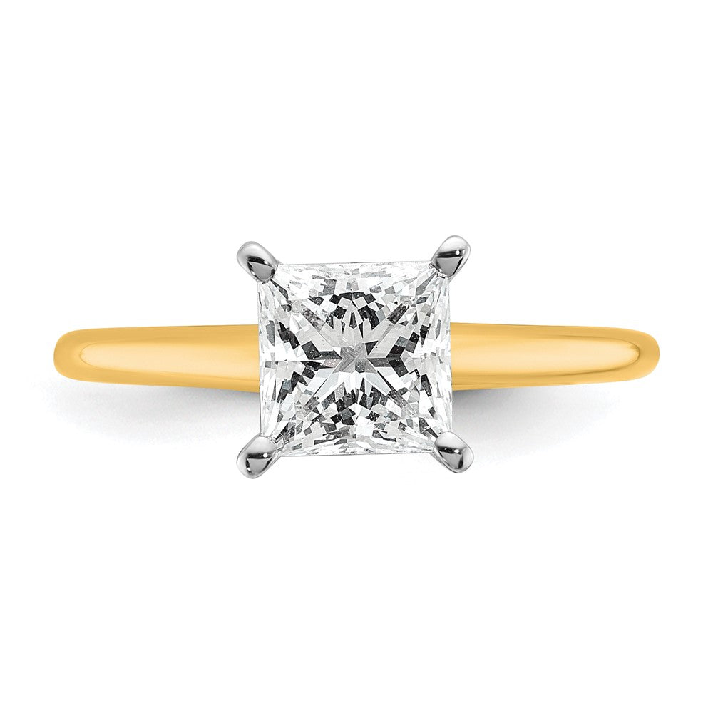 14K Bicolor Verlobungsring mit 1,5 ct. im Princess-Schliff gezüchtetem Solitär-Diamanten, VS/SI+ G+