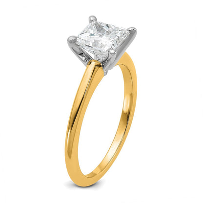 14K Bicolor Verlobungsring mit 1,5 ct. zertifiziertem im Labor gezüchtetem Diamant VS/SI+ G+ im Princess-Solitär-Schliff