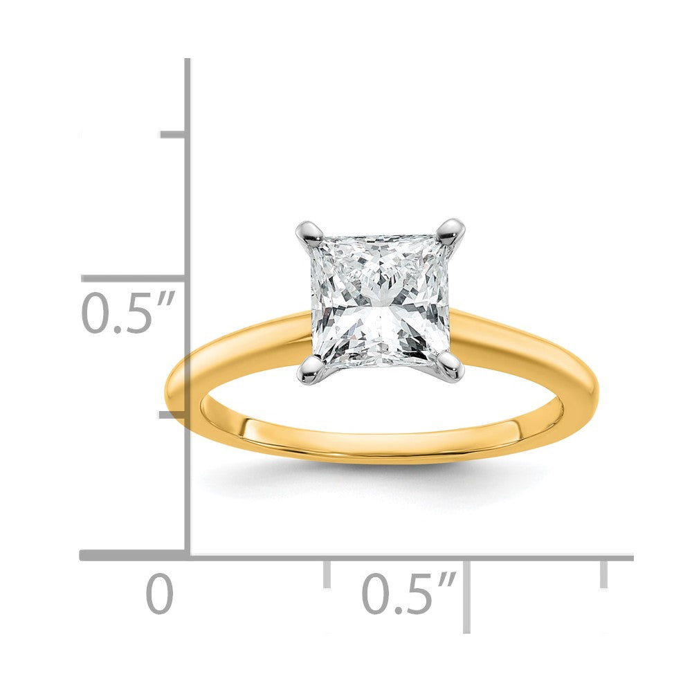 14K Bicolor Verlobungsring mit 1,5 ct. zertifiziertem im Labor gezüchtetem Diamant VS/SI+ G+ im Princess-Solitär-Schliff