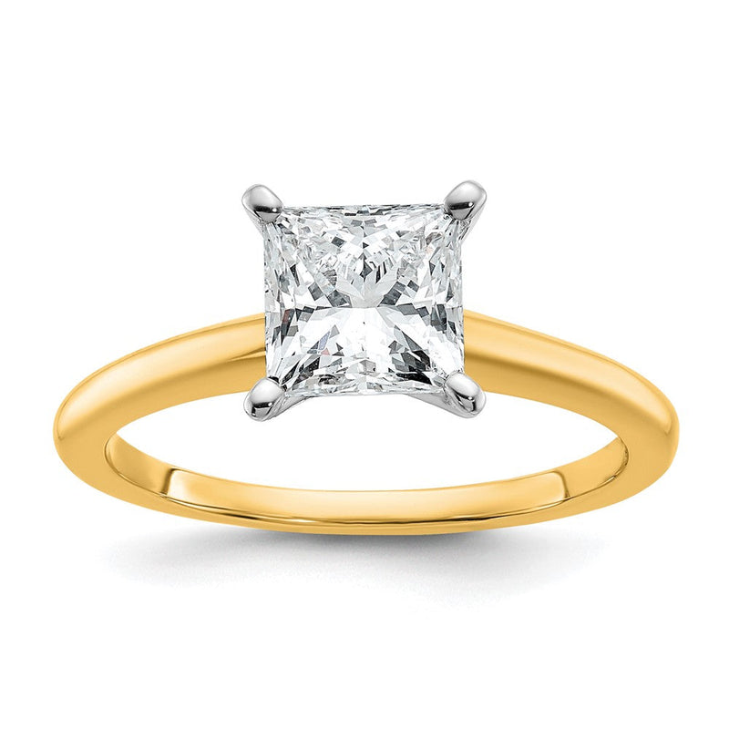 14K Bicolor Verlobungsring mit 1,5 ct. im Princess-Schliff gezüchtetem Solitär-Diamanten, VS/SI+ G+