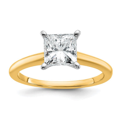 14K Bicolor Verlobungsring mit 1,5 ct. zertifiziertem im Labor gezüchtetem Diamant VS/SI+ G+ im Princess-Solitär-Schliff