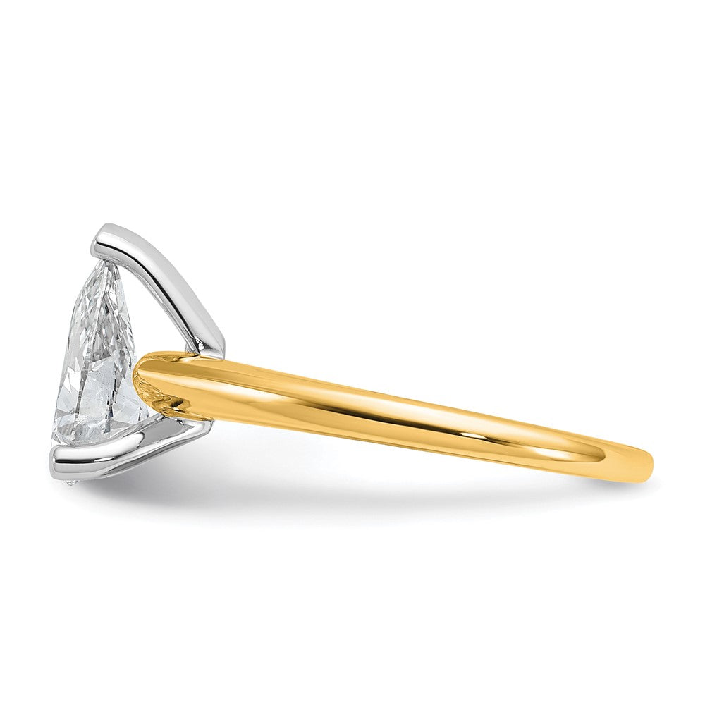 14K Bicolor Verlobungsring mit 1,5 ct. Laborgezüchtetem Diamant im Birnenschliff VS/SI+ G+ Solitär
