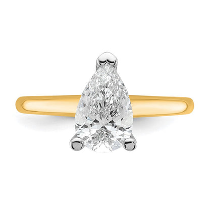 14K Bicolor Verlobungsring mit 1,5 ct. zertifiziertem, im Labor gezüchtetem Diamant VS/SI+ G+ im Birnenschliff, Solitär