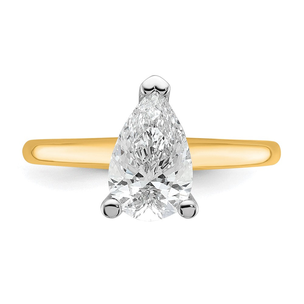 14K Bicolor Verlobungsring mit 1,5 ct. Laborgezüchtetem Diamant im Birnenschliff VS/SI+ G+ Solitär