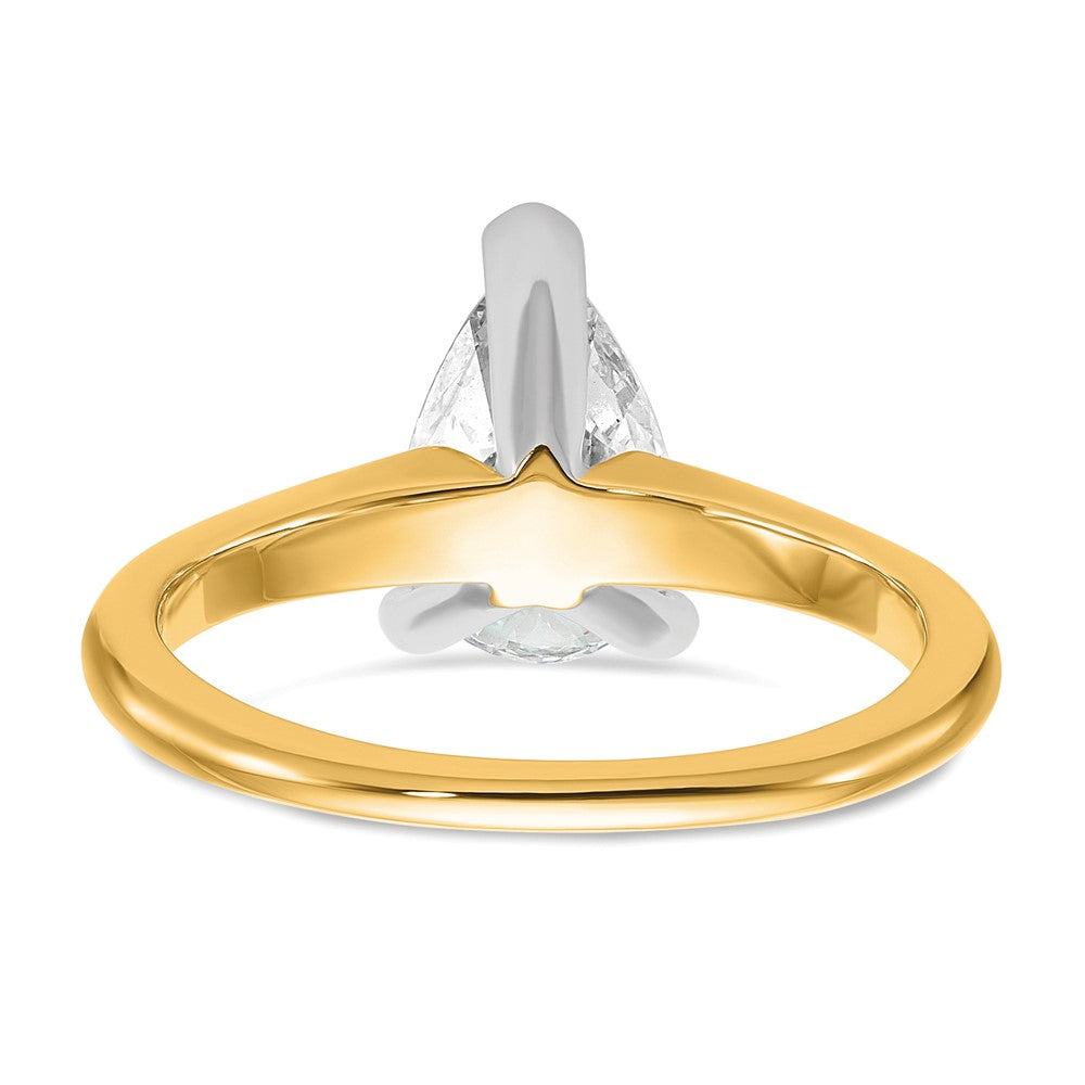 14K Bicolor Verlobungsring mit 1,5 ct. zertifiziertem, im Labor gezüchtetem Diamant VS/SI+ G+ im Birnenschliff, Solitär