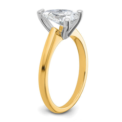14K Bicolor Verlobungsring mit 1,5 ct. zertifiziertem, im Labor gezüchtetem Diamant VS/SI+ G+ im Birnenschliff, Solitär