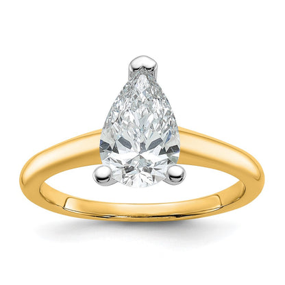 14K Bicolor Verlobungsring mit 1,5 ct. Laborgezüchtetem Diamant im Birnenschliff VS/SI+ G+ Solitär