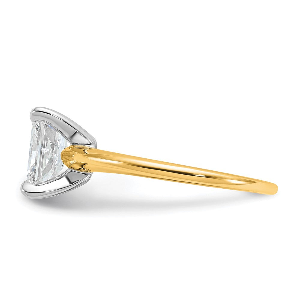 14K Zweifarbiger Verlobungsring mit 1,5 ct. zertifiziertem, im Labor gezüchtetem Diamant im Radiant-Schliff, Solitär, VS/SI+ G+