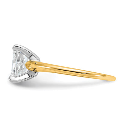14K Zweifarbiger Verlobungsring mit 1,5 ct. zertifiziertem, im Labor gezüchtetem Diamant im Radiant-Schliff, Solitär, VS/SI+ G+