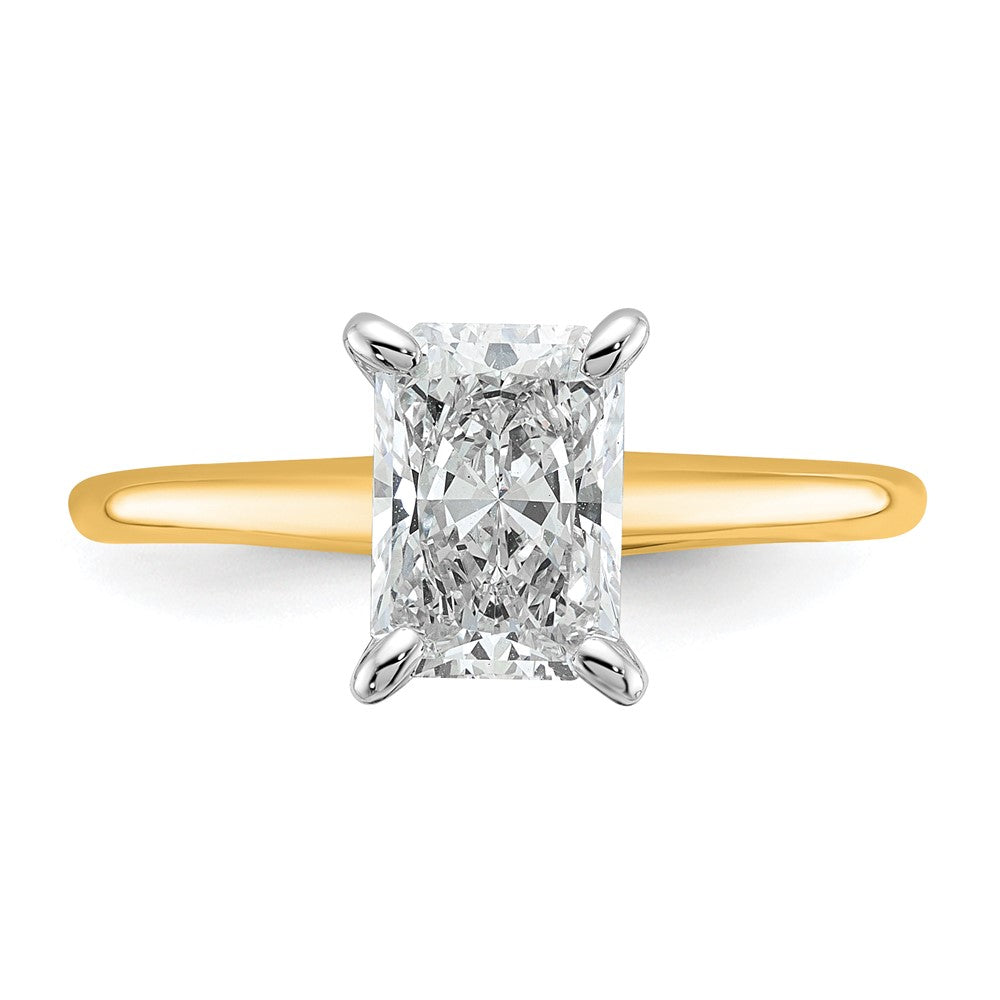14K Zweifarbiger Verlobungsring mit 1,5 ct. zertifiziertem, im Labor gezüchtetem Diamant im Radiant-Schliff, Solitär, VS/SI+ G+