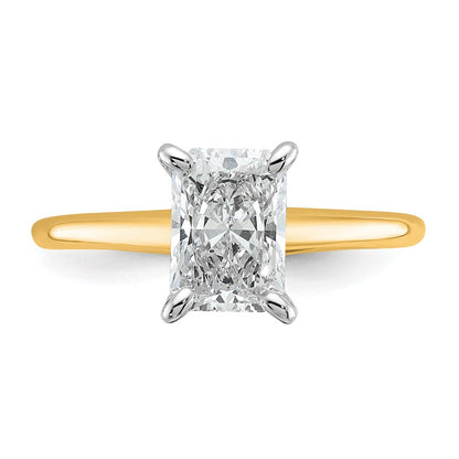 14K Bicolor Verlobungsring mit 1,5 ct. Labor-gezüchtetem Diamant VS/SI+ G+ im Radiant-Solitär-Schliff