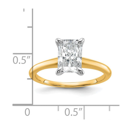 14K Zweifarbiger Verlobungsring mit 1,5 ct. zertifiziertem, im Labor gezüchtetem Diamant im Radiant-Schliff, Solitär, VS/SI+ G+