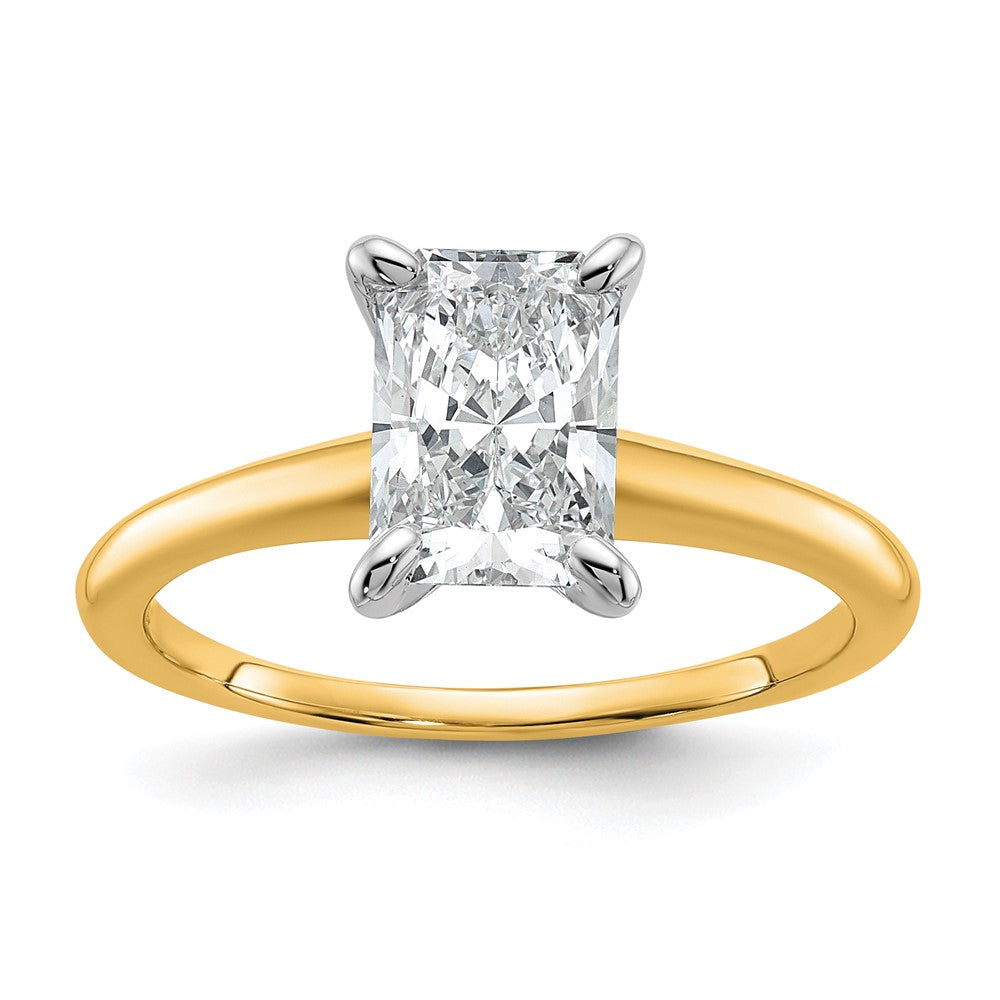 14K Zweifarbiger Verlobungsring mit 1,5 ct. zertifiziertem, im Labor gezüchtetem Diamant im Radiant-Schliff, Solitär, VS/SI+ G+