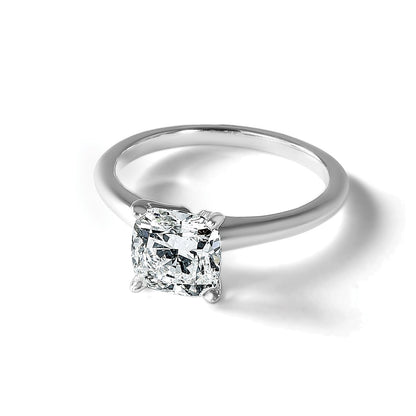 14K Weißgold Solitär-Ring mit 2,00-2,25 ct. Diamant im Kissenschliff, Labor gezüchtet, VS/SI FGH