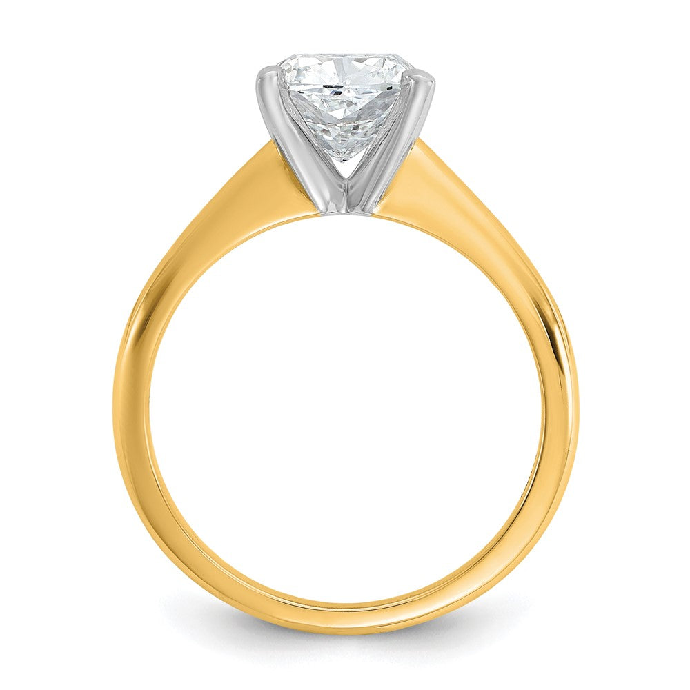 14K Bicolor Verlobungsring mit 2 ct. zertifiziertem, im Labor gezüchtetem Diamant VS/SI+ G+ im Kissenschliff, Solitär