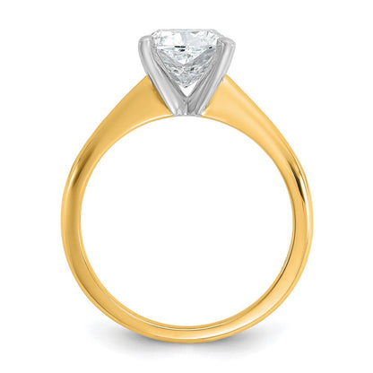 14K Bicolor Verlobungsring mit 2 ct. zertifiziertem, im Labor gezüchtetem Diamant VS/SI+ G+ im Kissenschliff, Solitär