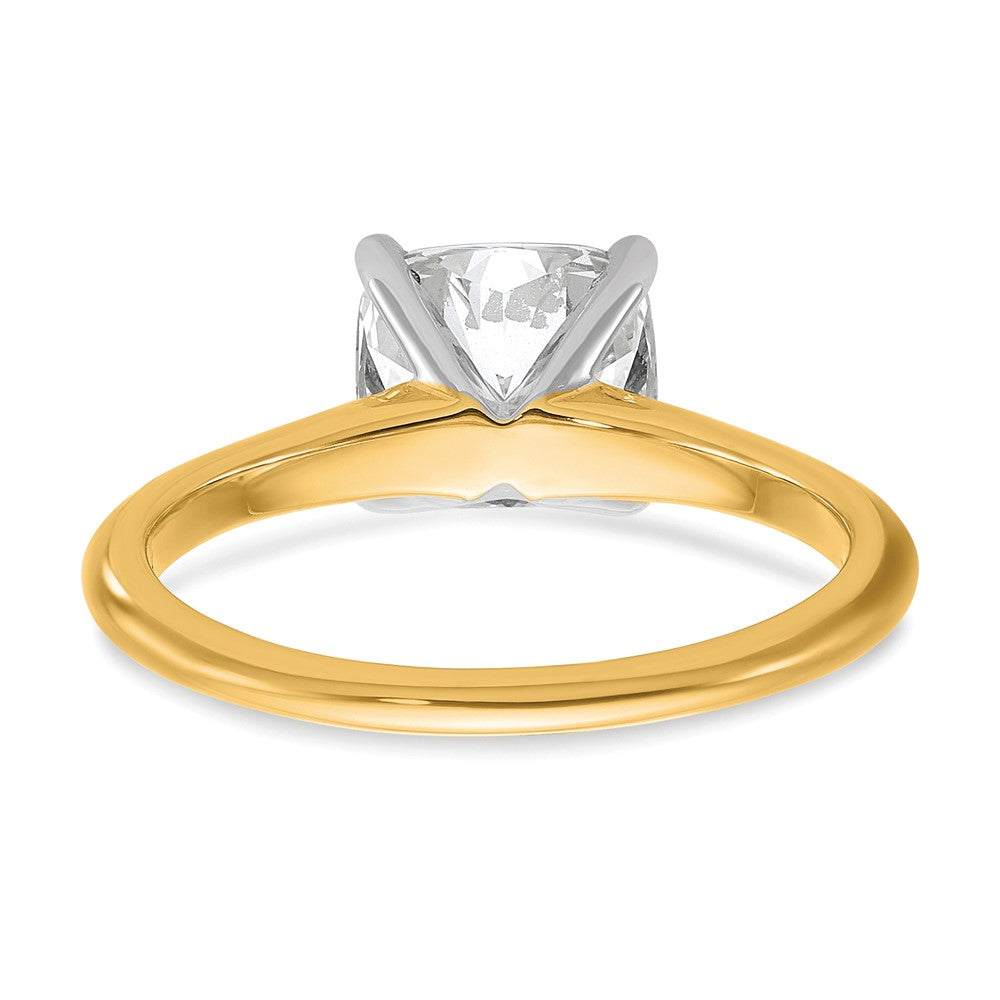 14K Bicolor Verlobungsring mit 2 ct. zertifiziertem, im Labor gezüchtetem Diamant VS/SI+ G+ im Kissenschliff, Solitär