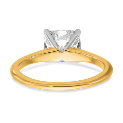 14K Bicolor Verlobungsring mit 2 ct. zertifiziertem, im Labor gezüchtetem Diamant VS/SI+ G+ im Kissenschliff, Solitär