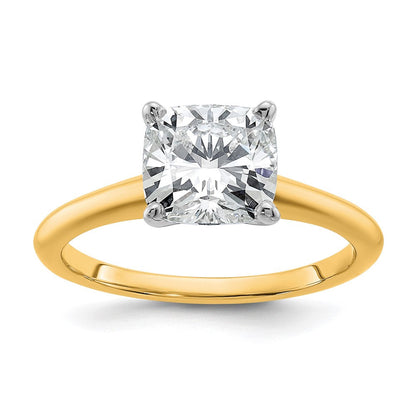 14K Bicolor Verlobungsring mit 2 ct. zertifiziertem, im Labor gezüchtetem Diamant VS/SI+ G+ im Kissenschliff, Solitär