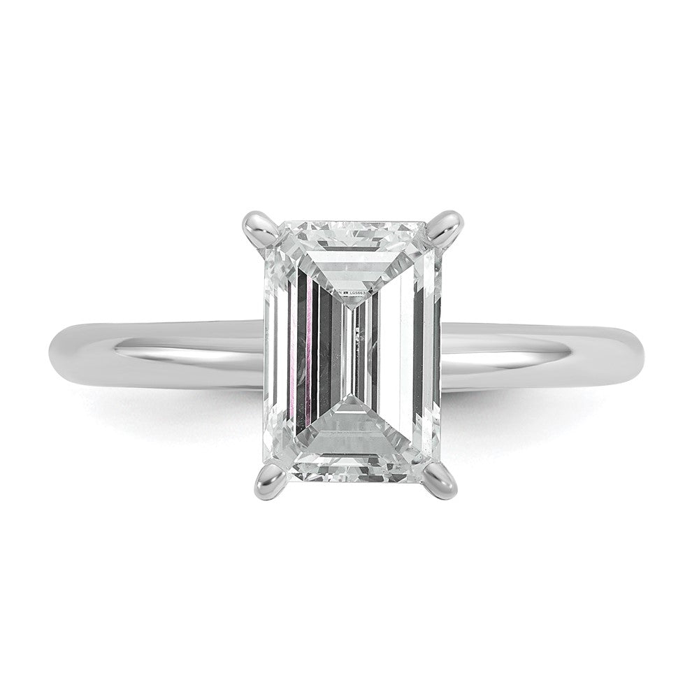 14K Weißgold 2 ct. Labor-Diamant VS/SI+ G+ Smaragd-Solitär-Verlobungsring