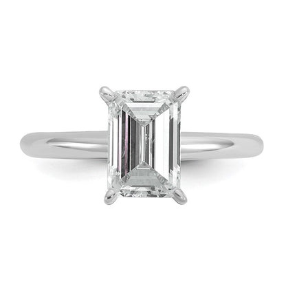 14K Weißgold 2 ct. Labor-Diamant VS/SI+ G+ Smaragd-Solitär-Verlobungsring