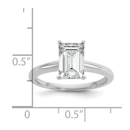 14K Weißgold 2 ct. Labor-Diamant VS/SI+ G+ Smaragd-Solitär-Verlobungsring