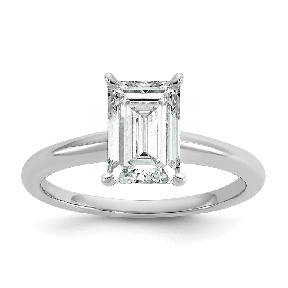 14K Weißgold 2 ct. zertifizierter, im Labor gezüchteter Diamant VS/SI+ G+ Smaragd-Solitär-Verlobungsring