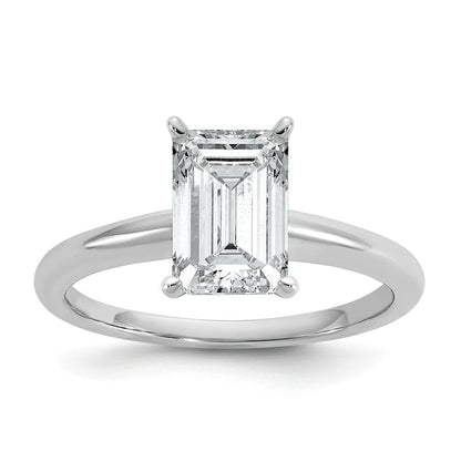 14K Weißgold 2 ct. zertifizierter, im Labor gezüchteter Diamant VS/SI+ G+ Smaragd-Solitär-Verlobungsring
