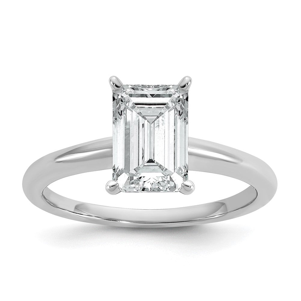 14K Weißgold 2 ct. Labor-Diamant VS/SI+ G+ Smaragd-Solitär-Verlobungsring