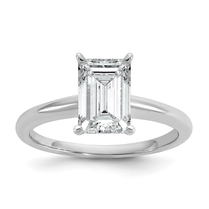 14K Weißgold 2 ct. Labor-Diamant VS/SI+ G+ Smaragd-Solitär-Verlobungsring