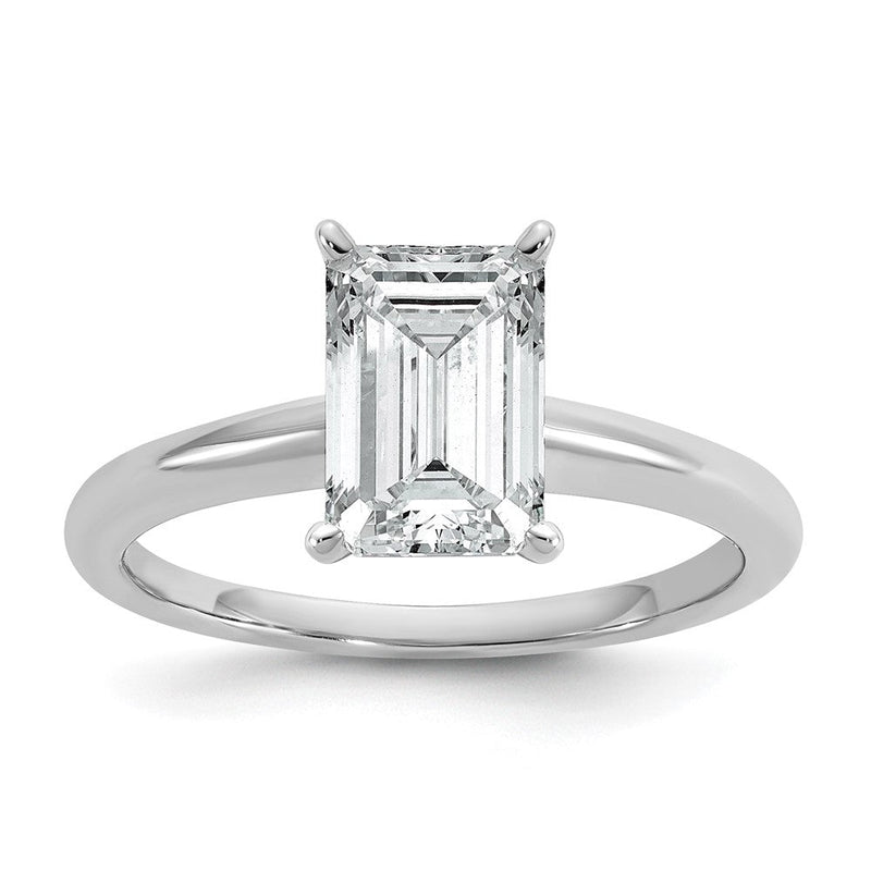 14K Weißgold 2 Karat Zertifiziert Im Labor Gezüchtet Diamant Vs+ F+ Smaragd Solitär Komplett Verlobungsring