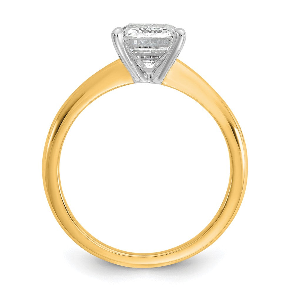14K Bicolor Verlobungsring mit Smaragdschliff-Solitär, 2 ct. Labor-gezüchtetem Diamant, VS/SI+ G+