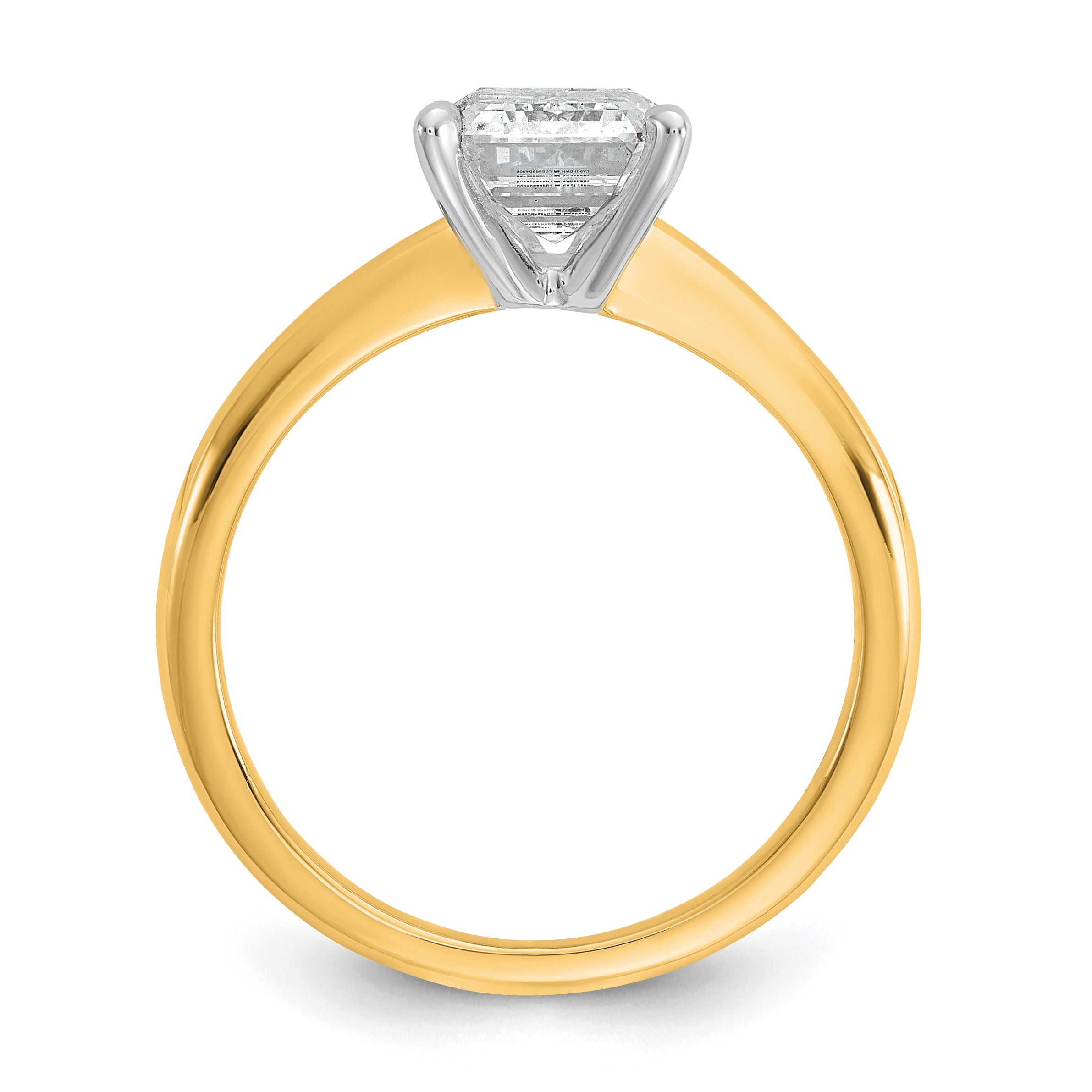 14K Bicolor 1,75 ct. Zertifizierter Laborgezüchteter Diamant VS/SI+ G+ Smaragd-Solitär-Verlobungsring