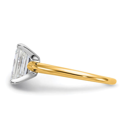 14K Bicolor Verlobungsring mit Smaragdschliff-Solitär, 2 ct. Labor-gezüchtetem Diamant, VS/SI+ G+