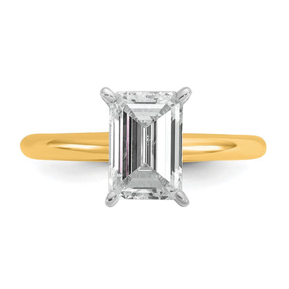 14K Bicolor Verlobungsring mit Smaragdschliff-Solitär, 2 ct. Labor-gezüchtetem Diamant, VS/SI+ G+