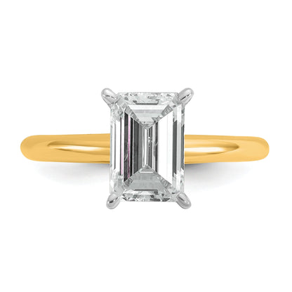 14K Bicolor 1,75 ct. Zertifizierter Laborgezüchteter Diamant VS/SI+ G+ Smaragd-Solitär-Verlobungsring