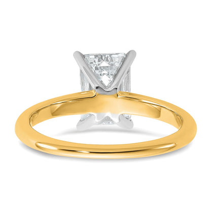 14K Bicolor Verlobungsring mit 2 ct. zertifiziertem, im Labor gezüchtetem Diamanten im Smaragdschliff, VS/SI+ G+, als Solitär