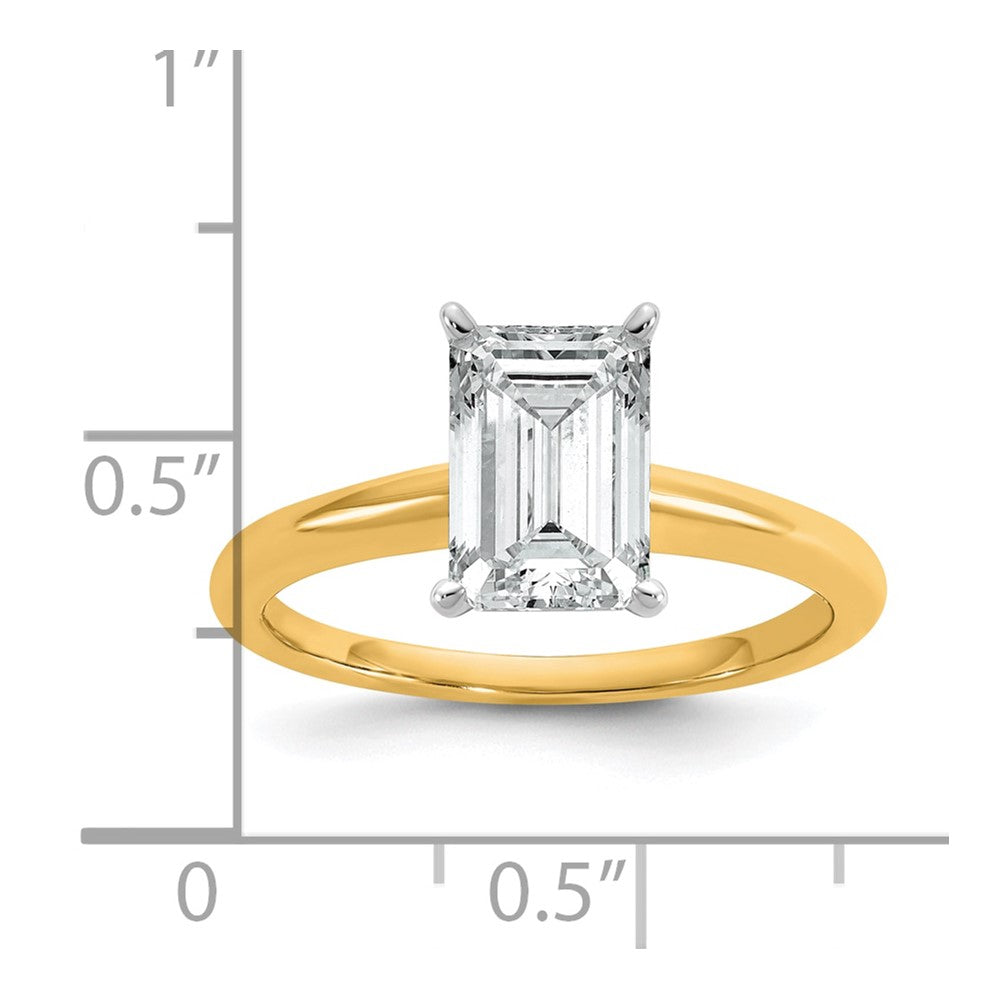 14K Bicolor Verlobungsring mit Smaragdschliff-Solitär, 2 ct. Labor-gezüchtetem Diamant, VS/SI+ G+
