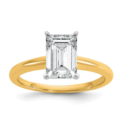 14K Bicolor Verlobungsring mit Smaragdschliff-Solitär, 2 ct. Labor-gezüchtetem Diamant, VS/SI+ G+