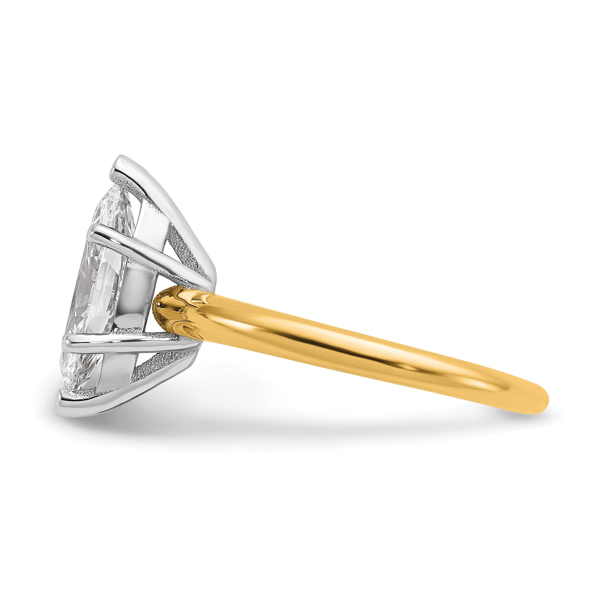 14K Zweifarbiger Verlobungsring mit 2 ct. im Marquise-Solitär-Schliff, Labor gezüchteter Diamant, VS/SI+ G+