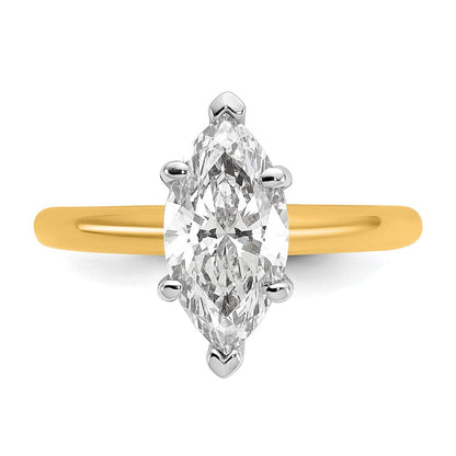 14K Zweifarbiger 2 ct. zertifizierter, im Labor gezüchteter Diamant VS/SI+ G+ Marquise-Solitär-Verlobungsring