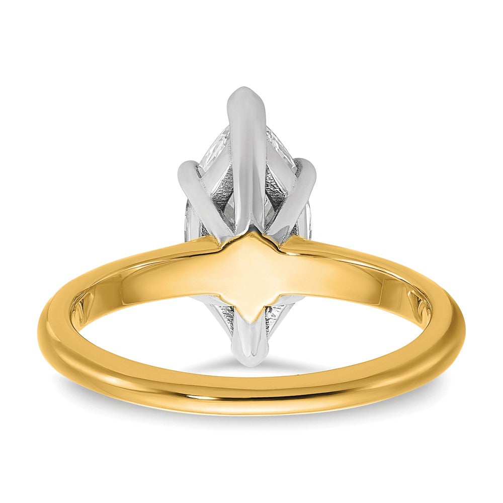 14K Zweifarbiger 2 ct. zertifizierter, im Labor gezüchteter Diamant VS/SI+ G+ Marquise-Solitär-Verlobungsring