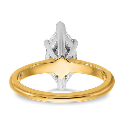 14K Zweifarbiger Verlobungsring mit 2 ct. im Marquise-Solitär-Schliff, Labor gezüchteter Diamant, VS/SI+ G+