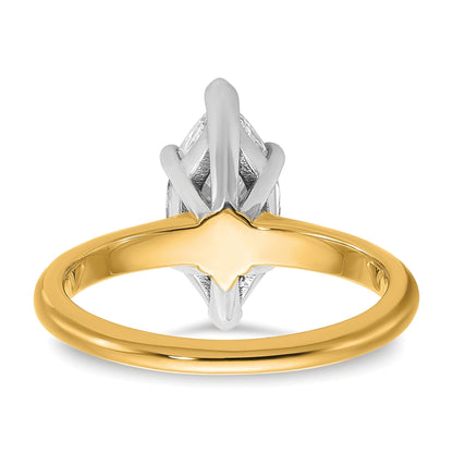 14K Zweifarbiger Verlobungsring mit 2 ct. im Marquise-Solitär-Schliff, Labor gezüchteter Diamant, VS/SI+ G+