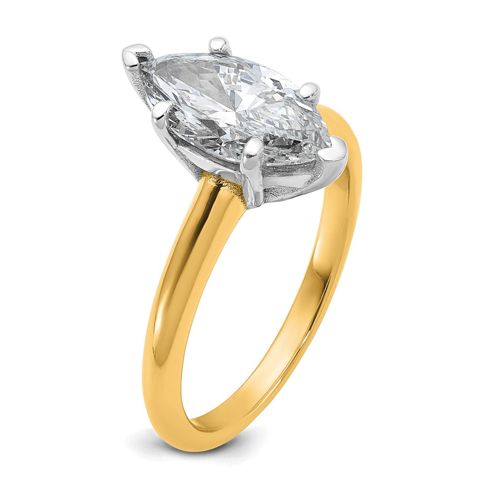 14K Zweifarbiger 2 ct. zertifizierter, im Labor gezüchteter Diamant VS/SI+ G+ Marquise-Solitär-Verlobungsring