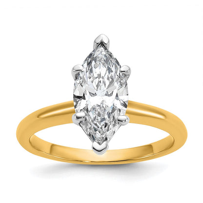 14K Zweifarbiger 2 ct. zertifizierter, im Labor gezüchteter Diamant VS/SI+ G+ Marquise-Solitär-Verlobungsring
