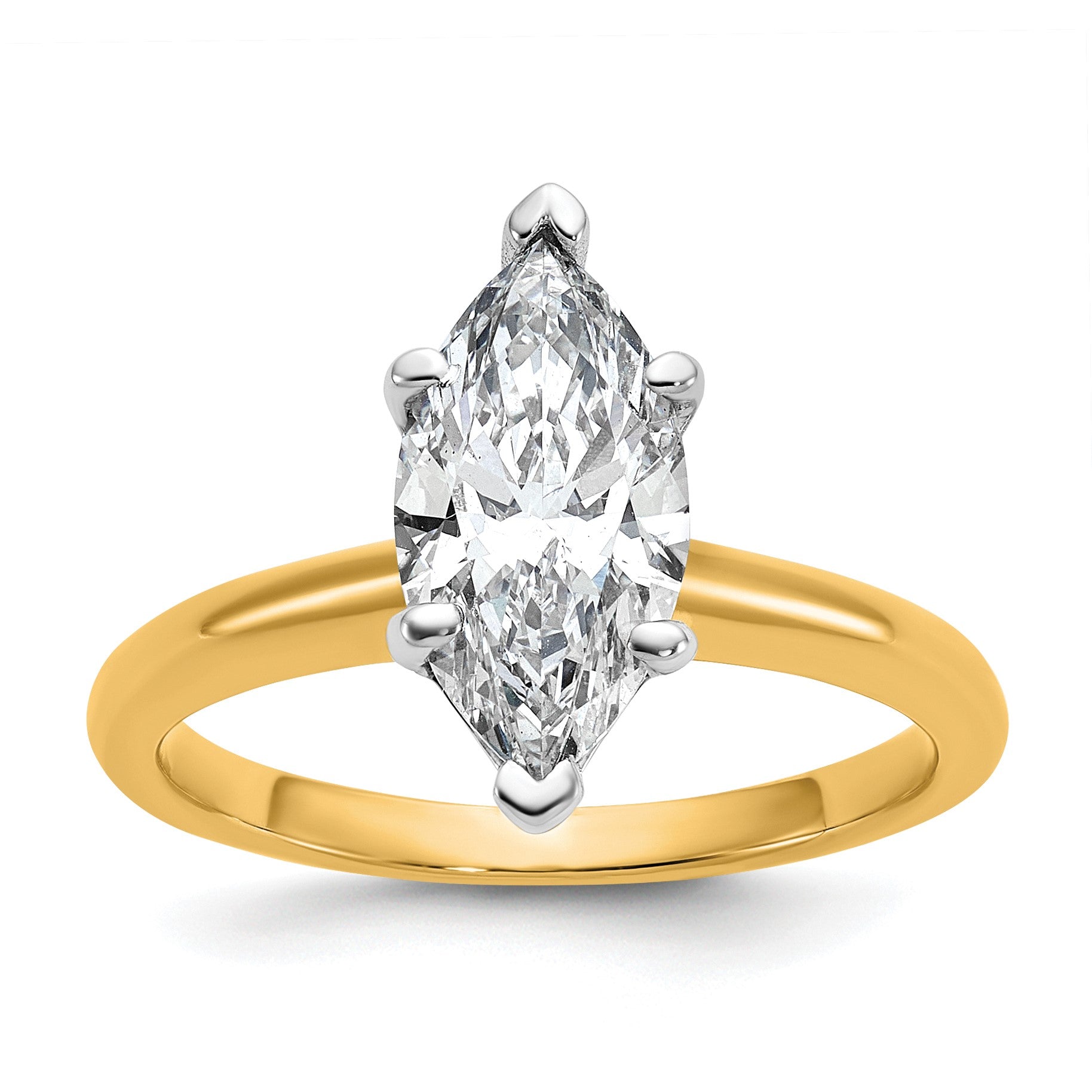 14K Zweifarbiger Verlobungsring mit 2 ct. im Marquise-Solitär-Schliff, Labor gezüchteter Diamant, VS/SI+ G+