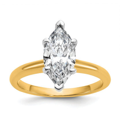 14K Zweifarbiger Verlobungsring mit 2 ct. im Marquise-Solitär-Schliff, Labor gezüchteter Diamant, VS/SI+ G+