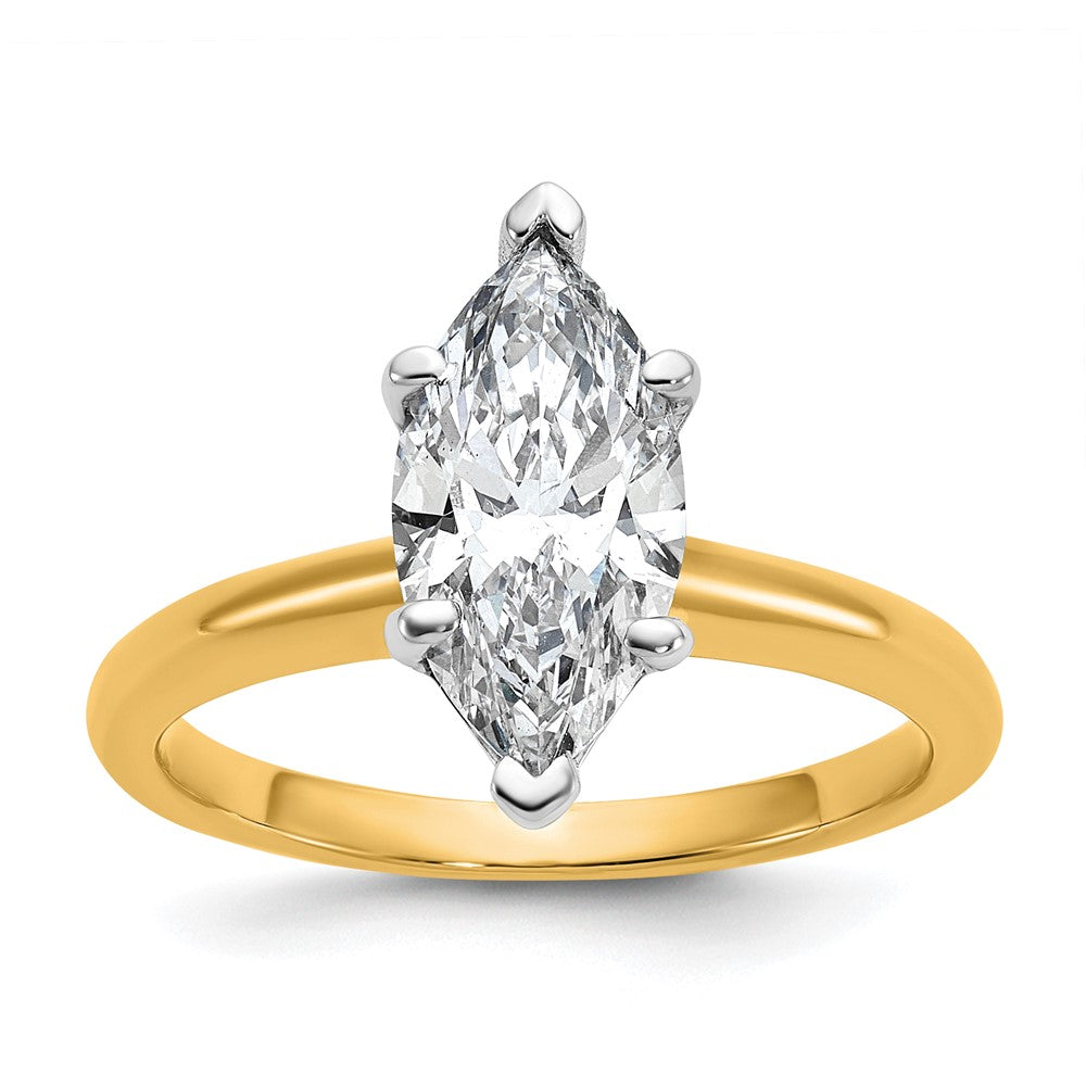14K Zweifarbiger Verlobungsring mit 2 ct. im Marquise-Solitär-Schliff, Labor gezüchteter Diamant, VS/SI+ G+