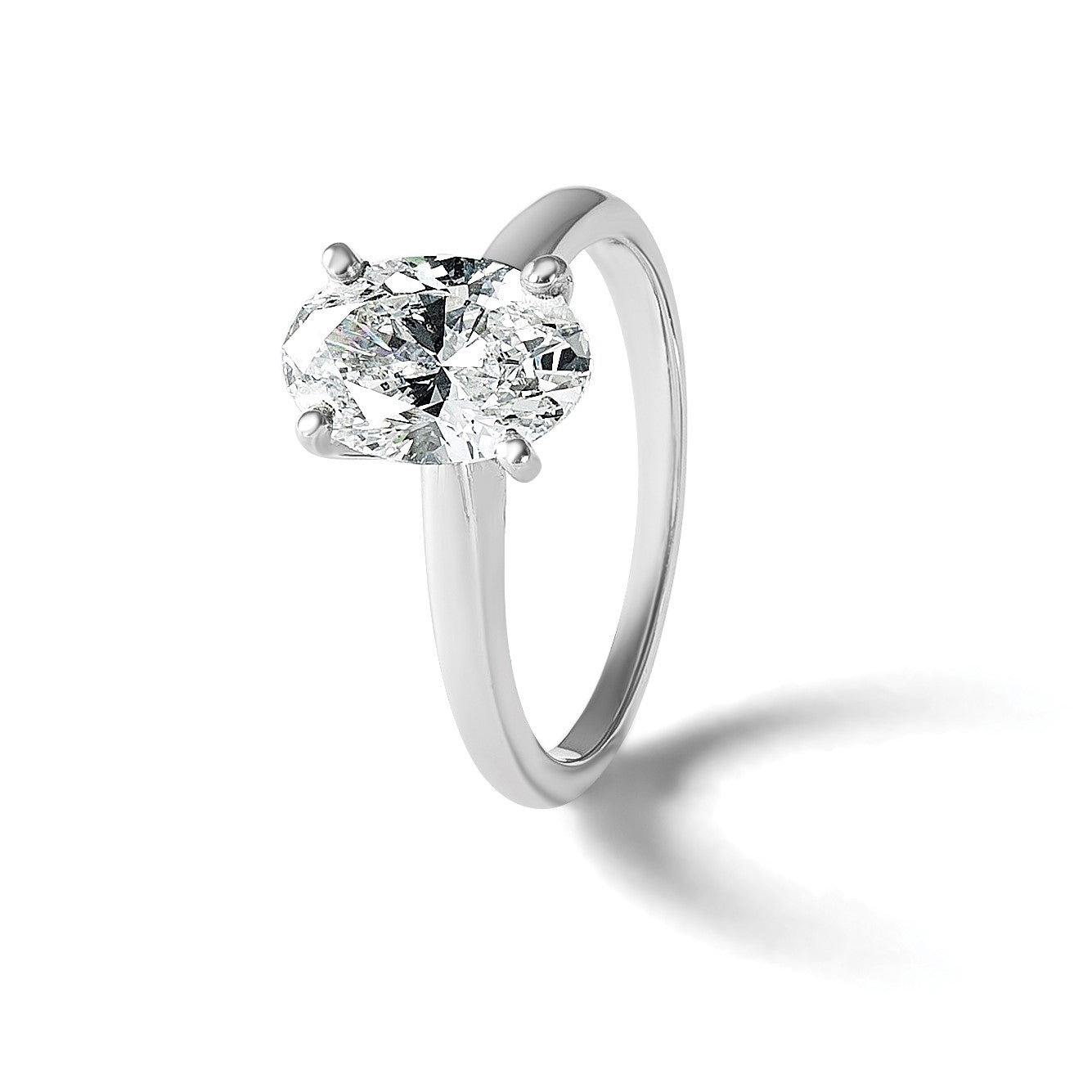 14K Weißgold 2 ct. Laborgezüchteter Diamant VS/SI+ G+ Oval-Solitär-Verlobungsring
